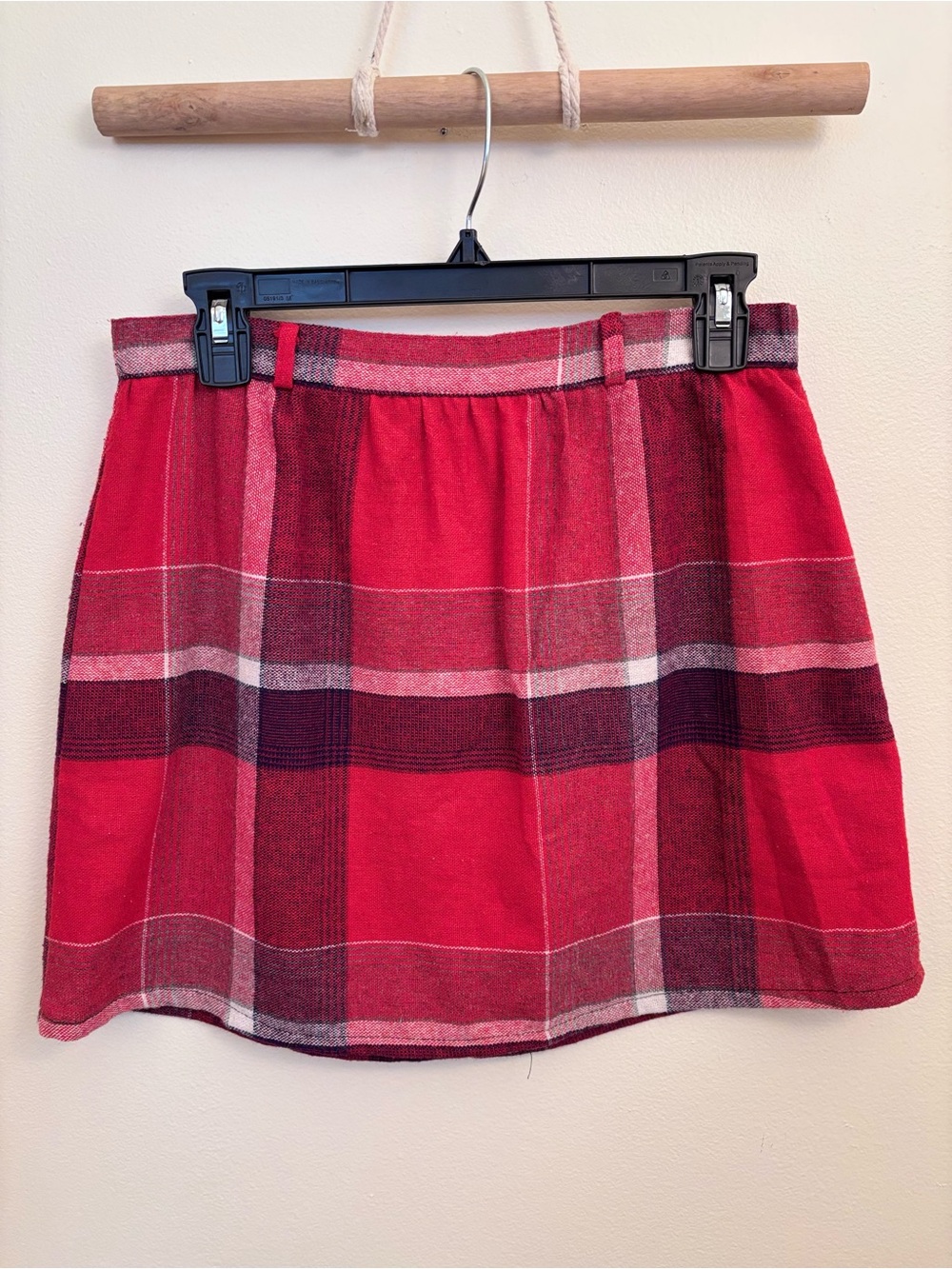 Vintage Red Plaid Mini Skirt Wool Blend Talon Zipper